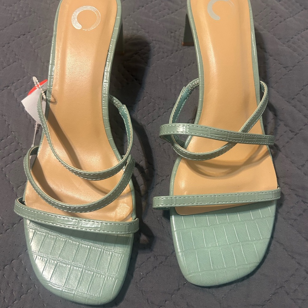 Journee Collection Mint Strappy Heels